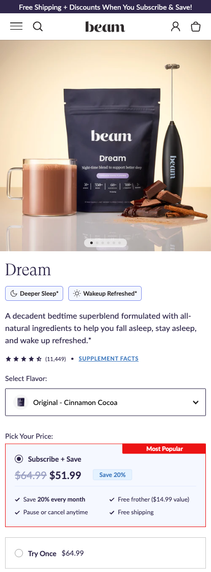 Flavor PDP selection step 3